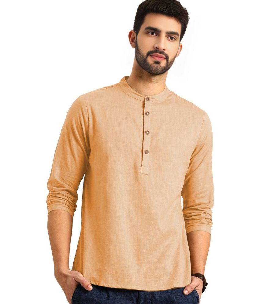     			DiAsh Orange Cotton Blend Men's Shirt Style Kurta ( Pack of 1 )