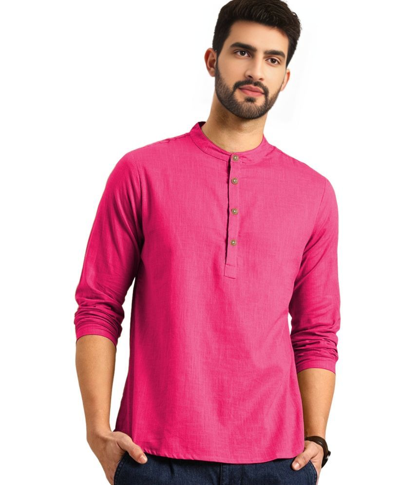     			DiAsh Pink Cotton Blend Men's Shirt Style Kurta ( Pack of 1 )