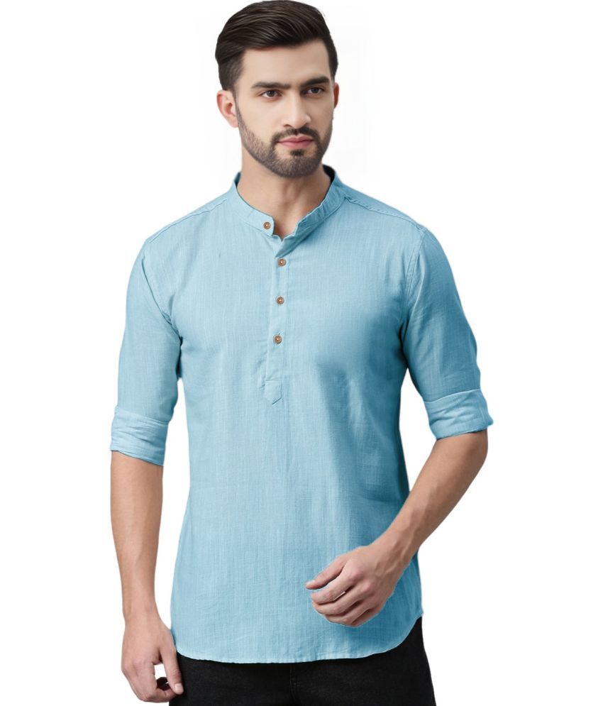     			DiAsh Sky Blue Cotton Blend Men's Shirt Style Kurta ( Pack of 1 )