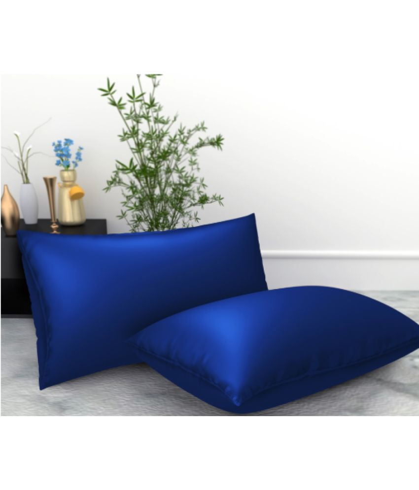     			Finesse Decor - Pack of 2 Satin Solid King Size Pillow Cover ( 71.12 cm(28) x 45.72 cm(18) ) - Blue