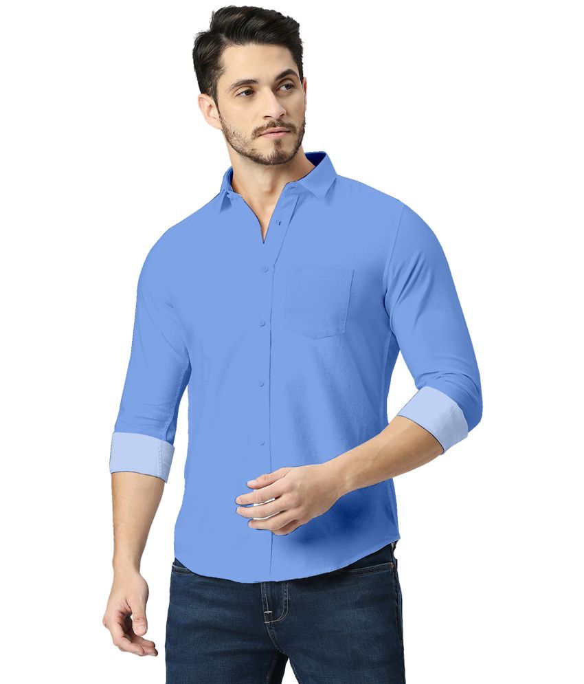     			HASINI FASHION Cotton Blend Regular Fit Full Sleeves Men's Formal Shirt - Light Blue ( Pack of 1 )