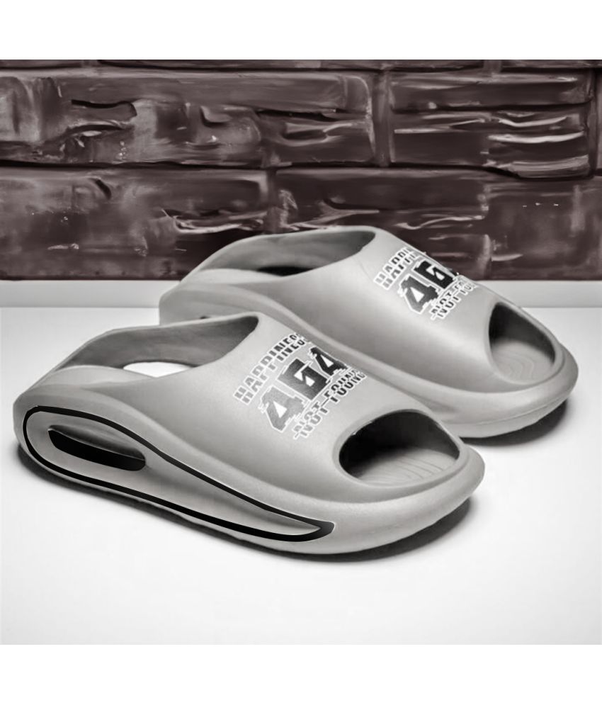     			HASTEN Grey Men's Slide Flip Flop