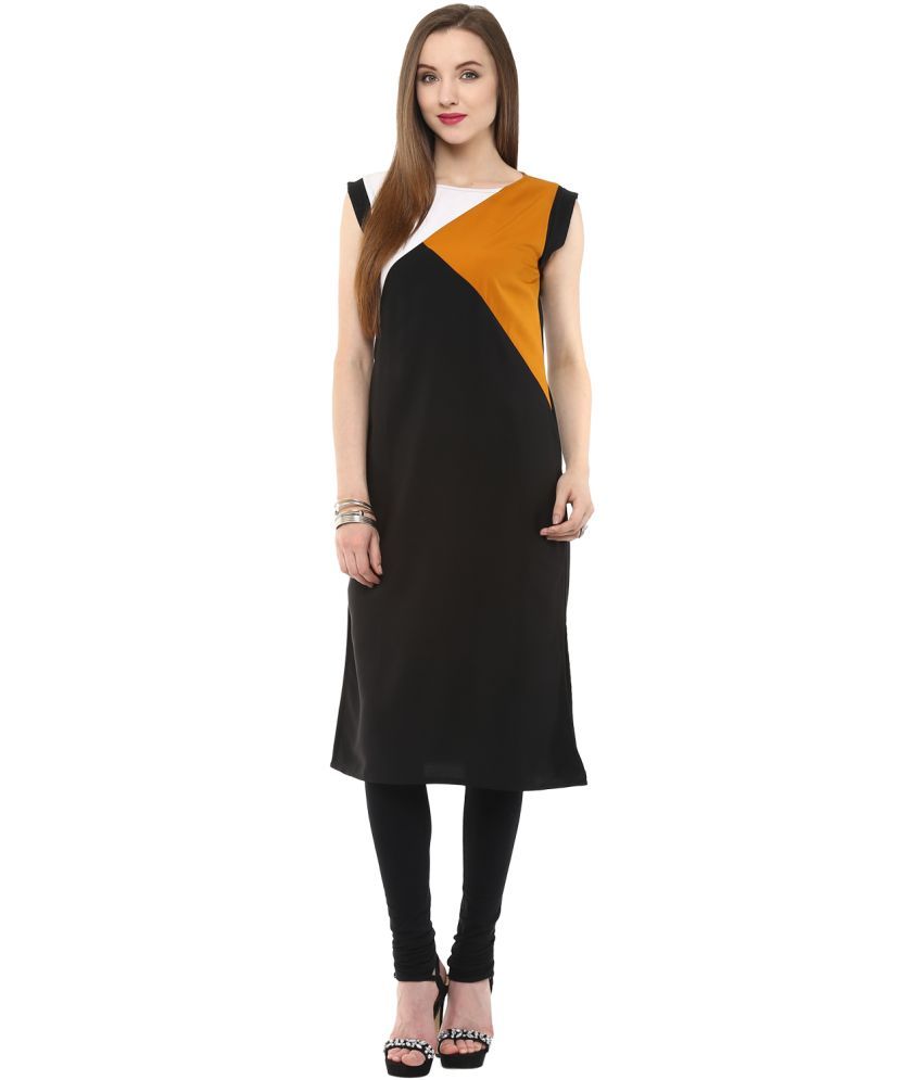     			Pannkh Pack of 1 Polyester Colorblock Asymmetrical Women's Kurti - ( Multicoloured )