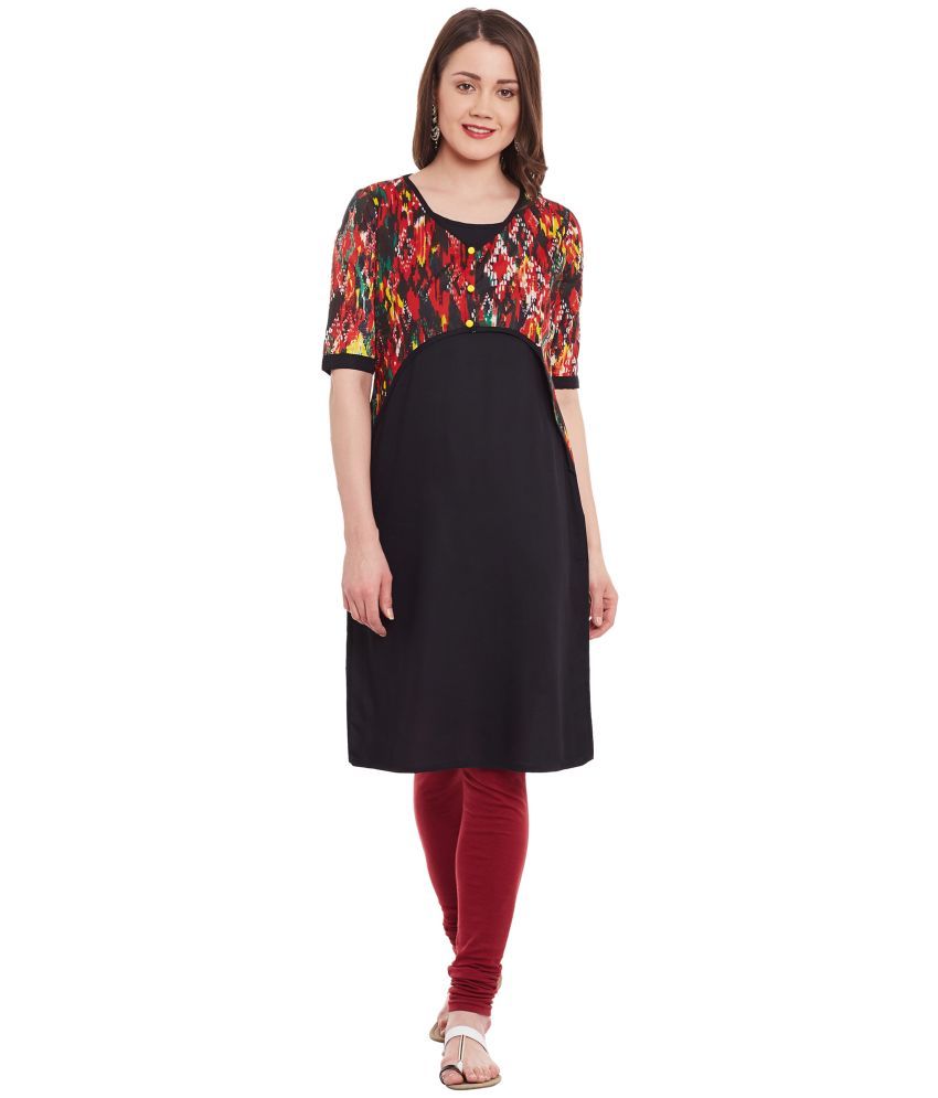     			Pannkh Pack of 1 Rayon Printed Asymmetrical Women's Kurti - ( Red )