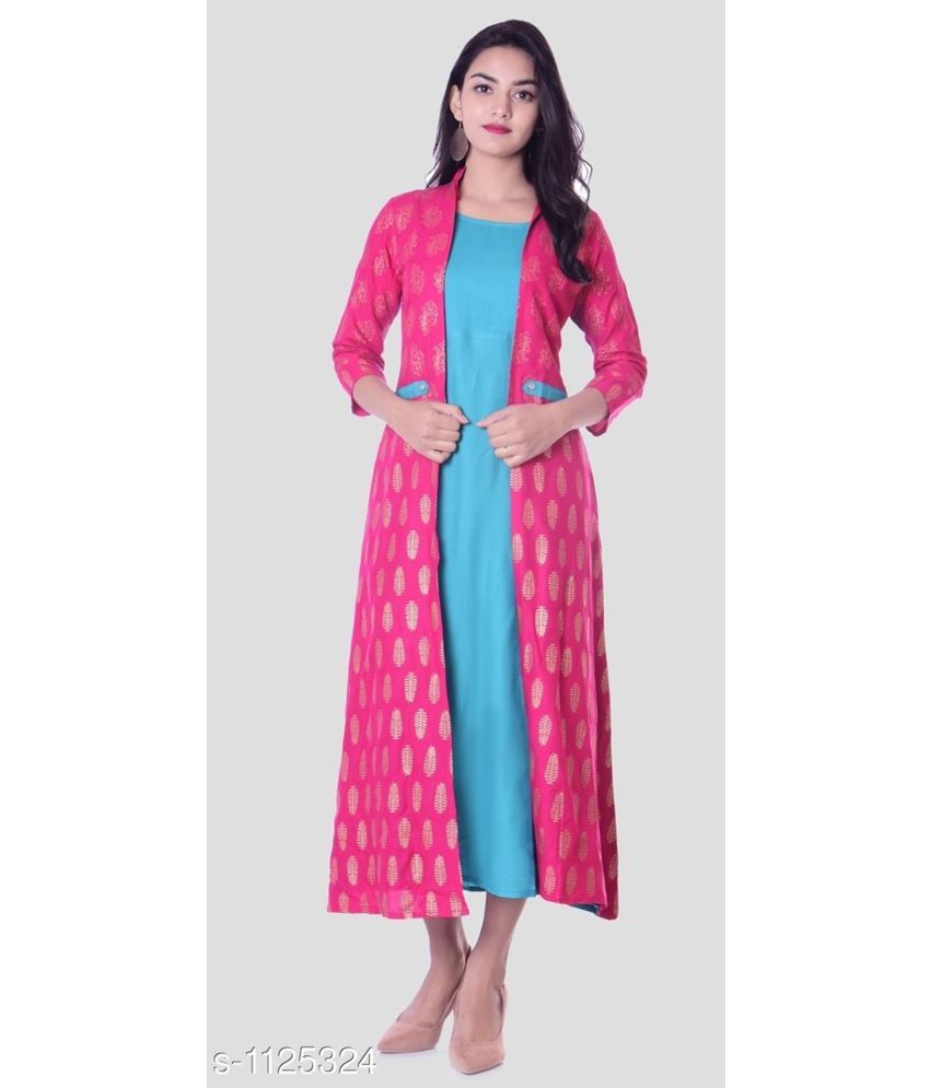     			SHREE JEE FABRICS Pack of 1 Rayon Printed A-line Women's Kurti - ( Magenta )