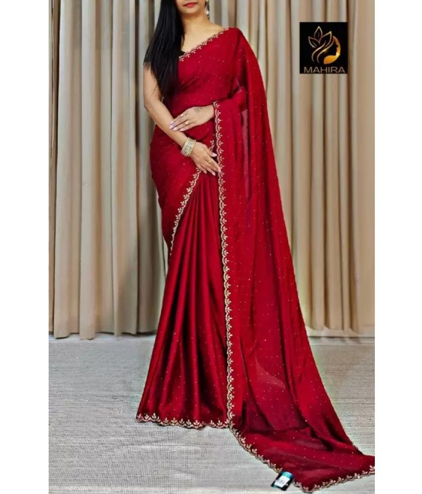     			Suntex Georgette Embellished Saree With Blouse Piece ( Red , Pack of 1 )