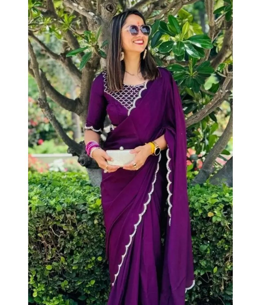     			Suntex Georgette Self Design Saree With Blouse Piece ( Purple , Pack of 1 )