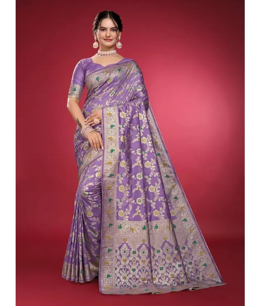     			Suntex Silk Woven Saree With Blouse Piece ( Lavender , Pack of 1 )