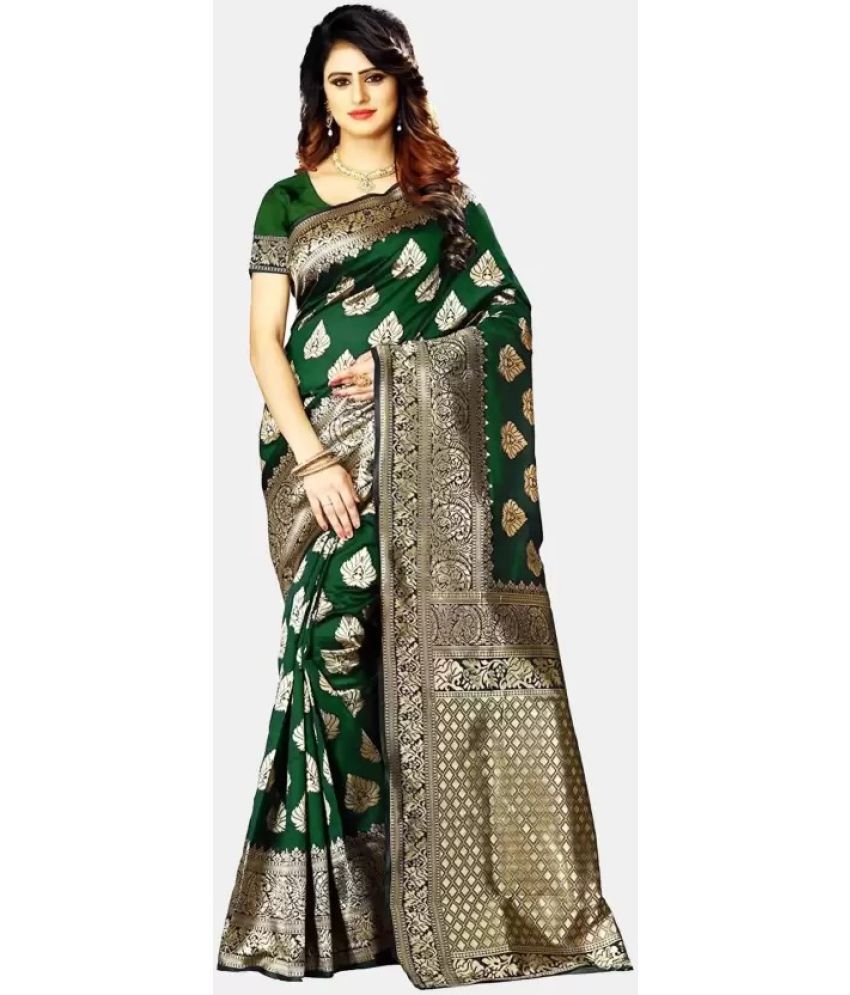     			Suntex Silk Woven Saree With Blouse Piece ( Mint Green , Pack of 1 )