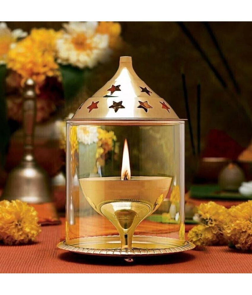     			T-KA108 Crystal Clear Glass Akhand Diya Glass Udupi Diya ( 7 inches )