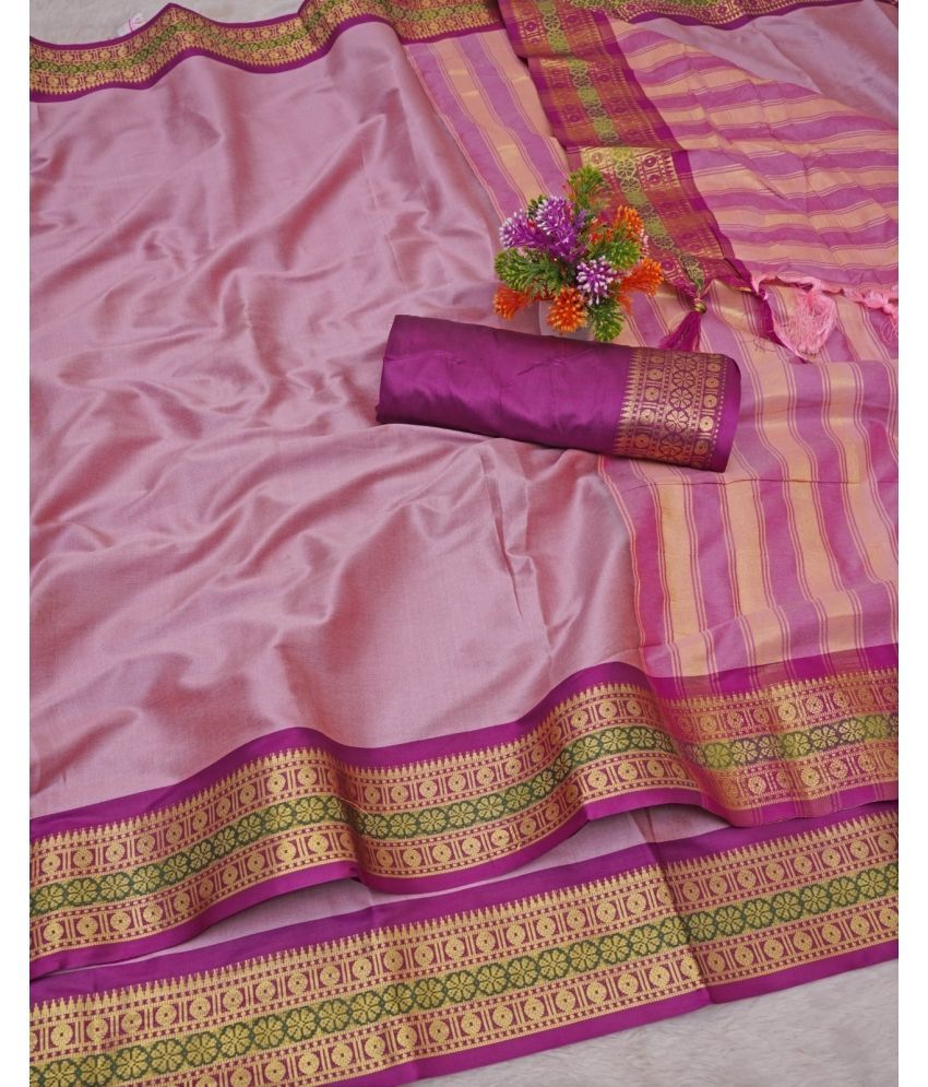     			Vastukala Art Silk Embroidered Saree With Blouse Piece ( Pink , Pack of 1 )