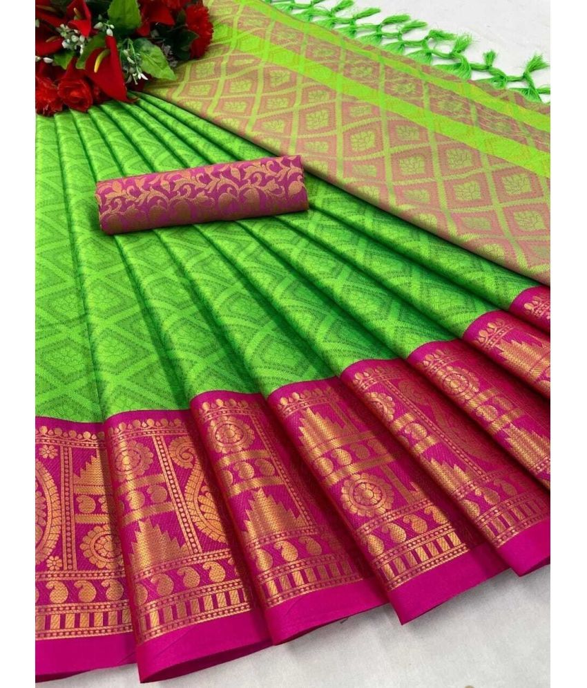     			Vastukala Art Silk Embroidered Saree With Blouse Piece ( Light Green , Pack of 1 )