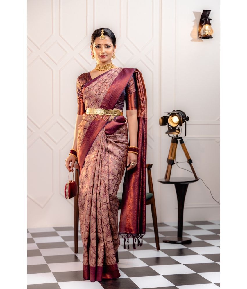     			Vastukala Silk Solid Saree With Blouse Piece ( Magenta , Pack of 1 )