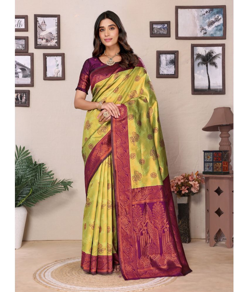     			Vastukala Silk Solid Saree With Blouse Piece ( Light Green , Pack of 1 )