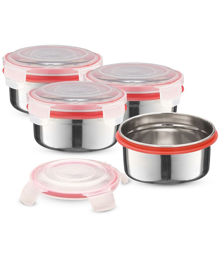     			Trueware Clip & Close Stainless Steel Lunch Box 4 - Container ( Pack of 4 )