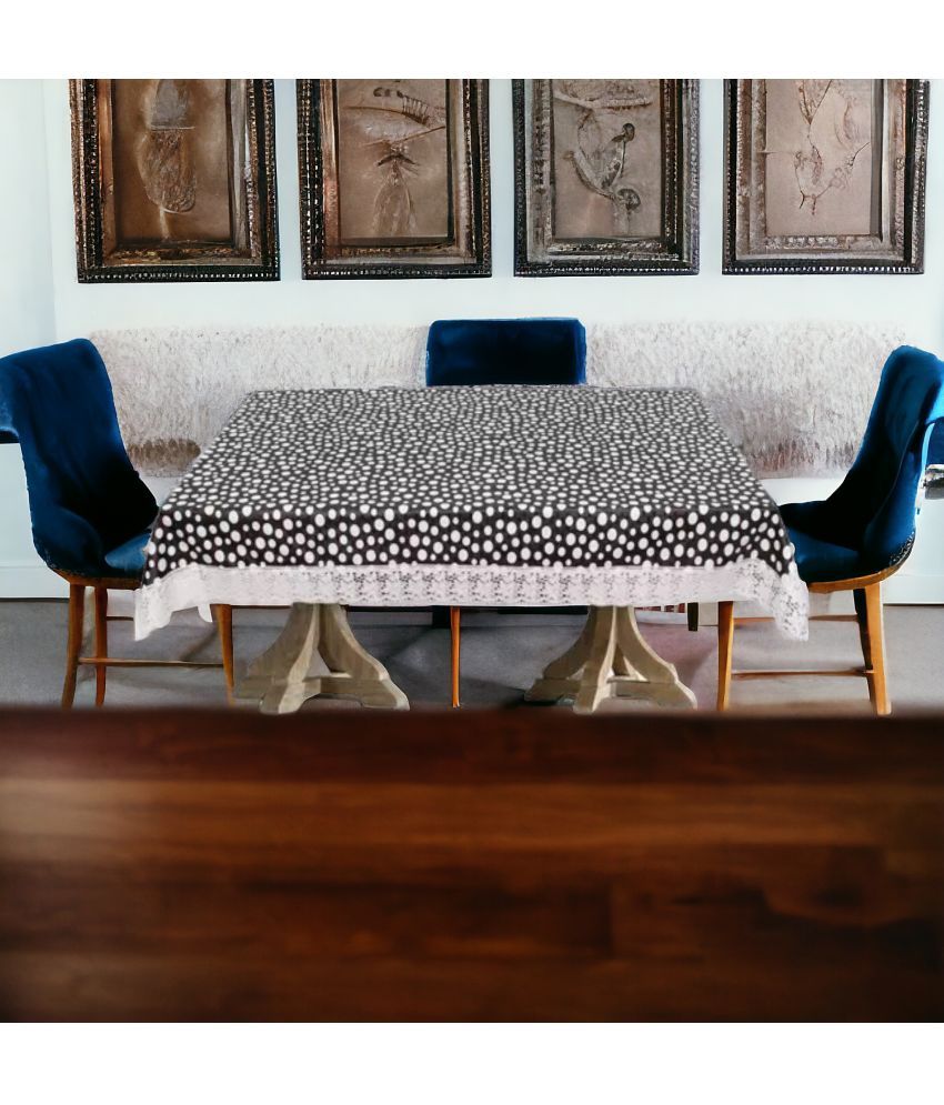     			mopak decor Printed Polyester 6 Seater Rectangle Table Cover ( 229 x 152 ) cm Pack of 1 Black