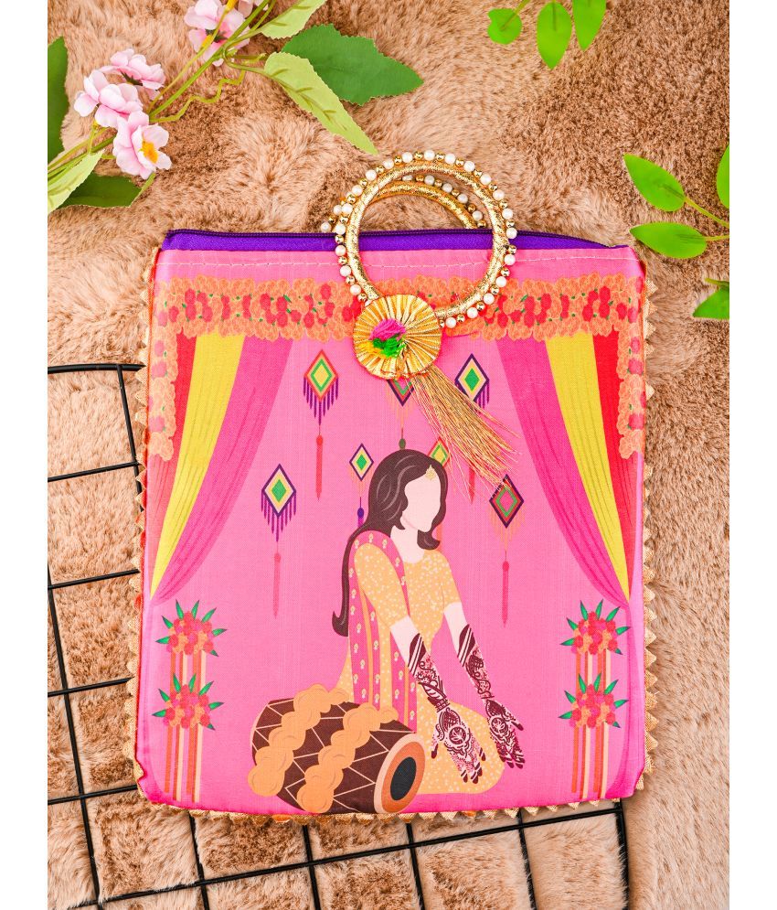     			Anjaneya Creations Handheld Bag Fabric Set of 1 ( Pink )