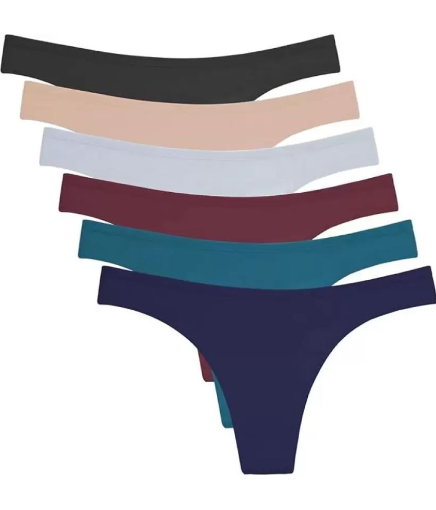     			Bebron Pack of 6 Cotton Lycra Thongs For Women ( Multicolor5 )