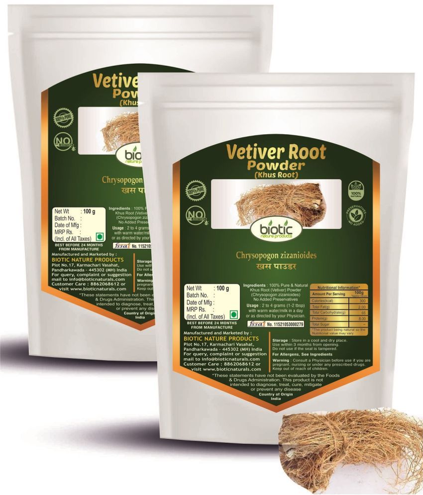     			Biotic Khus Powder Vetiver Roots Powder for Face Skin Hair Vatti Veru 200 gm