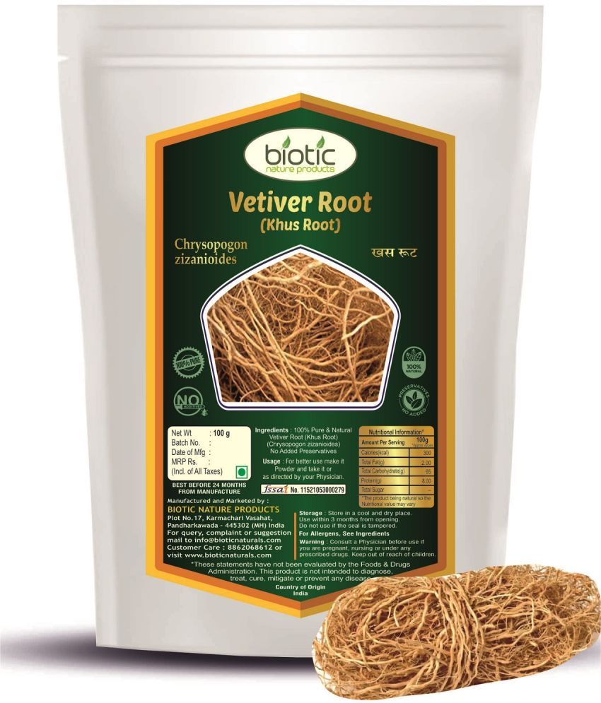     			Biotic Vetiver Roots for Skin Dried Khus Root Vatti Verlu Roots Khus ki Jad 100 gm