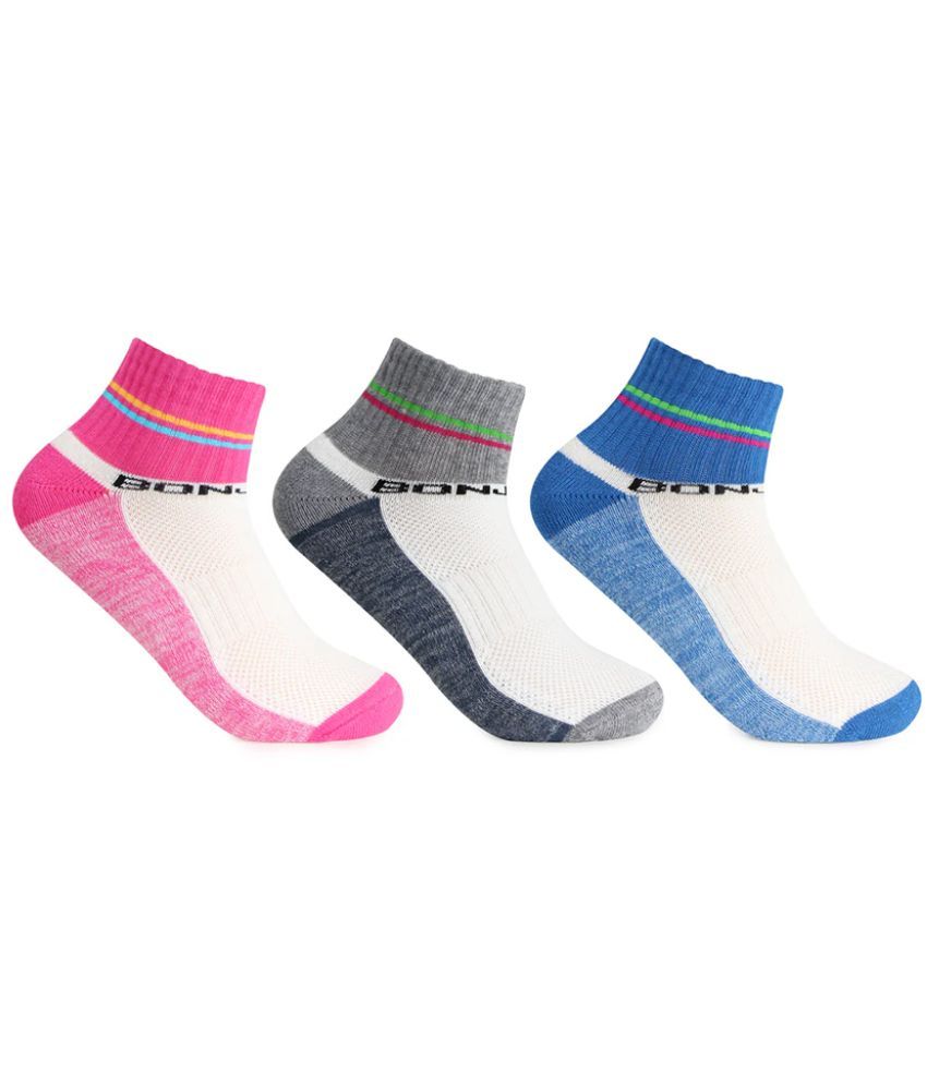     			Bonjour Pack of 3 Women's Cotton Blend Ankle Length Socks ( Multicolor )