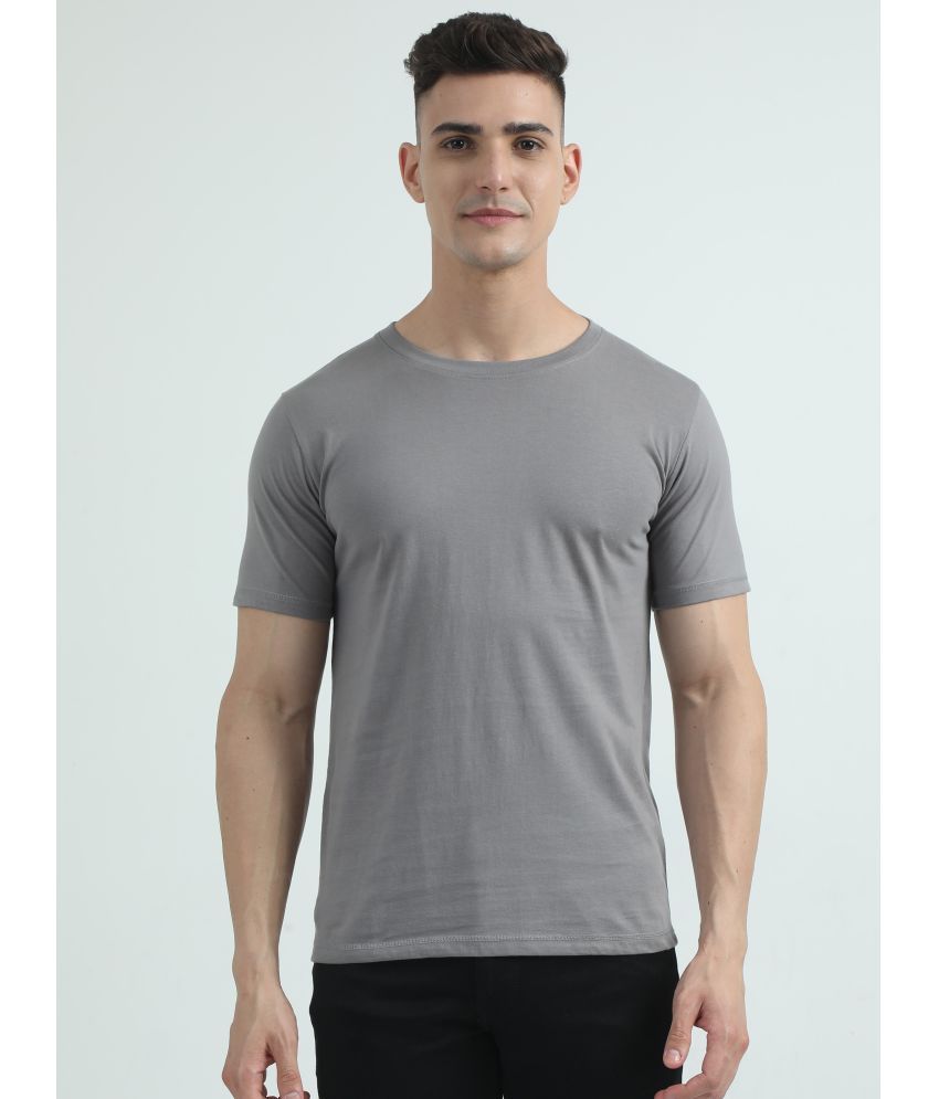     			NAUGHTY WILD Cotton Regular Fit Solid Half Sleeves Men's Round T-Shirt - Grey ( Pack of 1 )