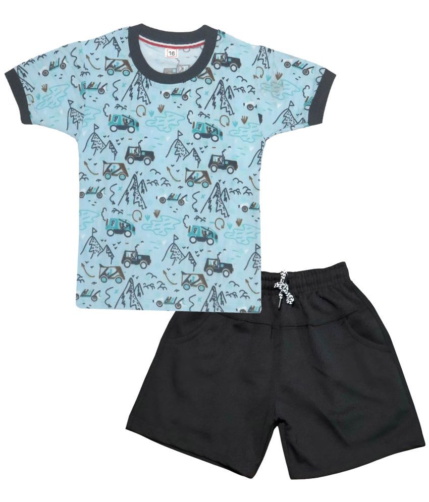     			RBF84 Pack of 1 Baby Boys Cotton T-Shirts & Shorts Set ( Turquoise )