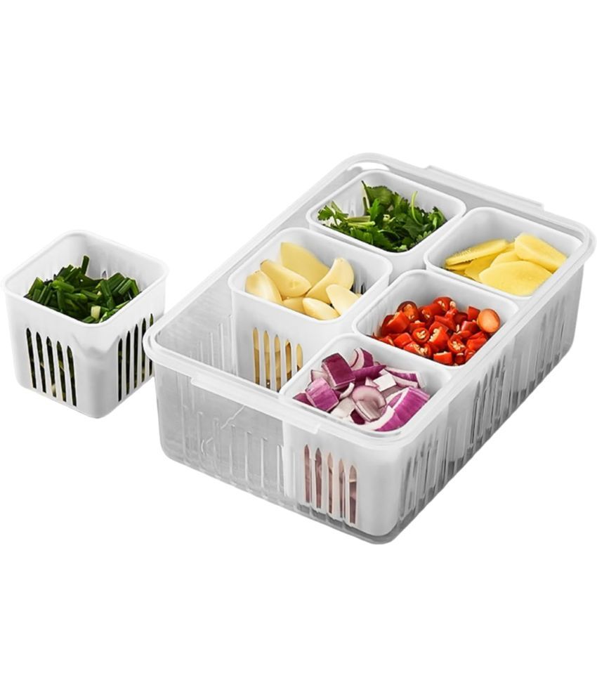     			Stysol Fridge Container Plastic White Multi-Purpose Container ( Set of 2 )