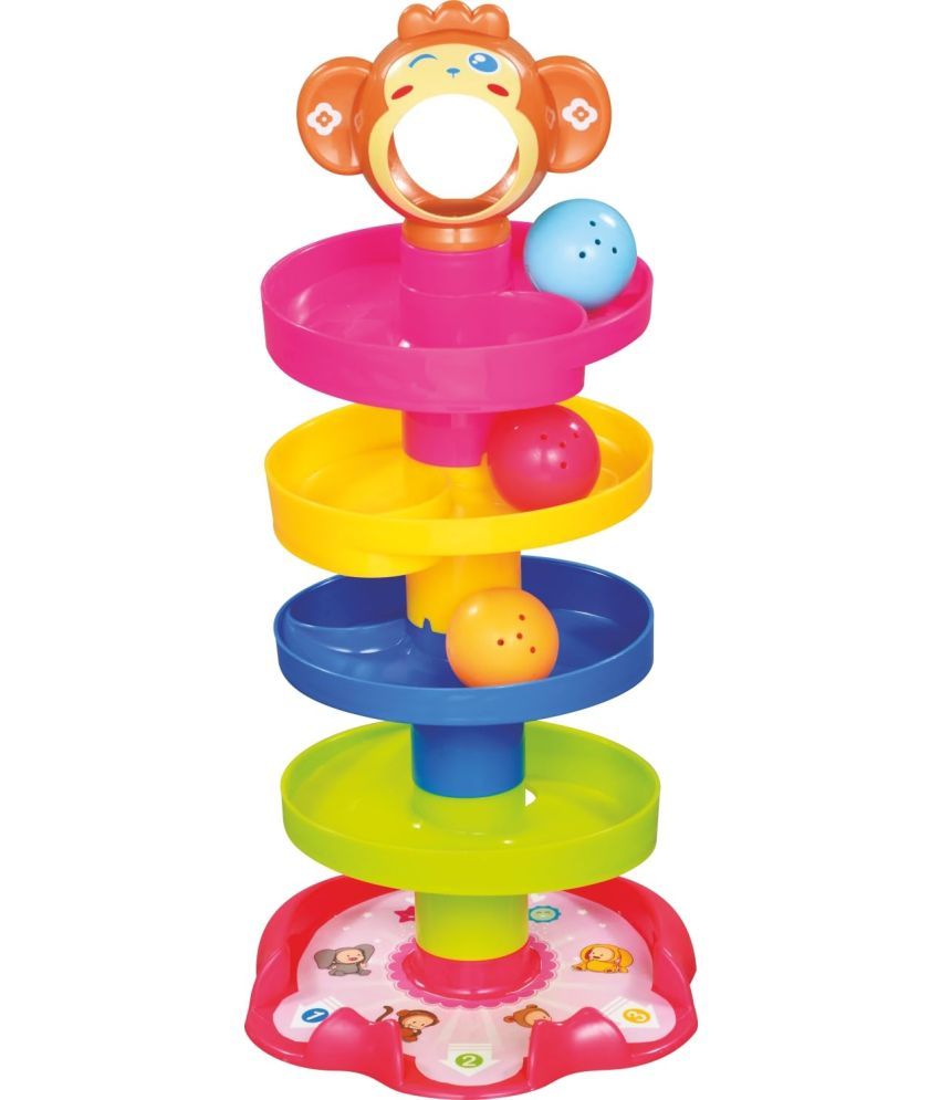     			Stysol Roll Swirling Tower for Baby & Toddler Educational Toys | Stack, Drop and Go Ball Ramp Toy Set Includes 3 Spinning Activity Balls - Multicolor