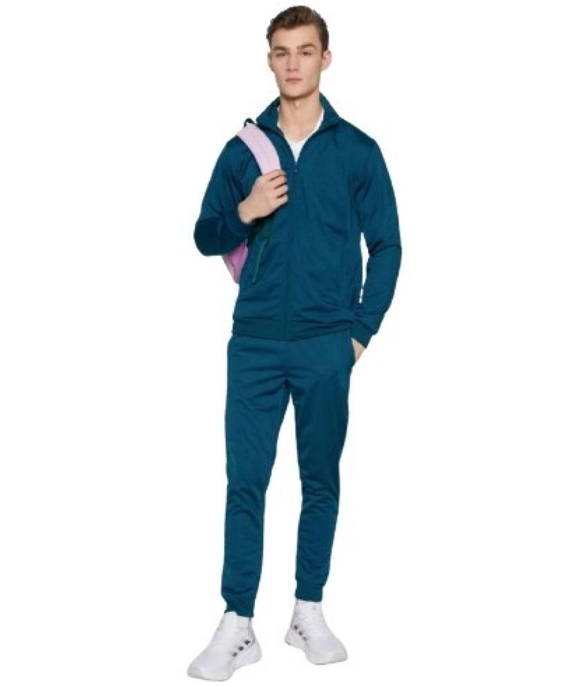     			THE PLANET COOL Blue Polyester Blend Relaxed Fit Men's Tracksuit ( Pack of 1 )