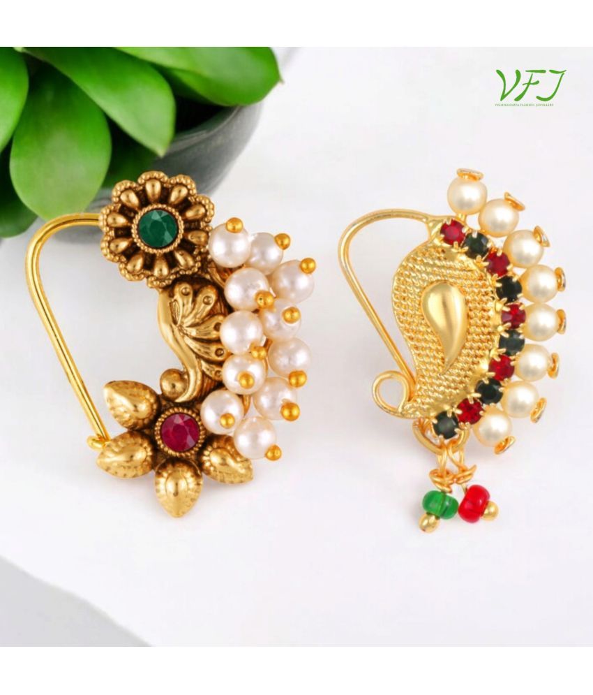     			Vighnaharta Artificial stone and Pearls moti Nath Nathiya./ Nose Pin combo 2 nath for women and Girls[VFJ1020-1286NTH-TAR-MULTI]