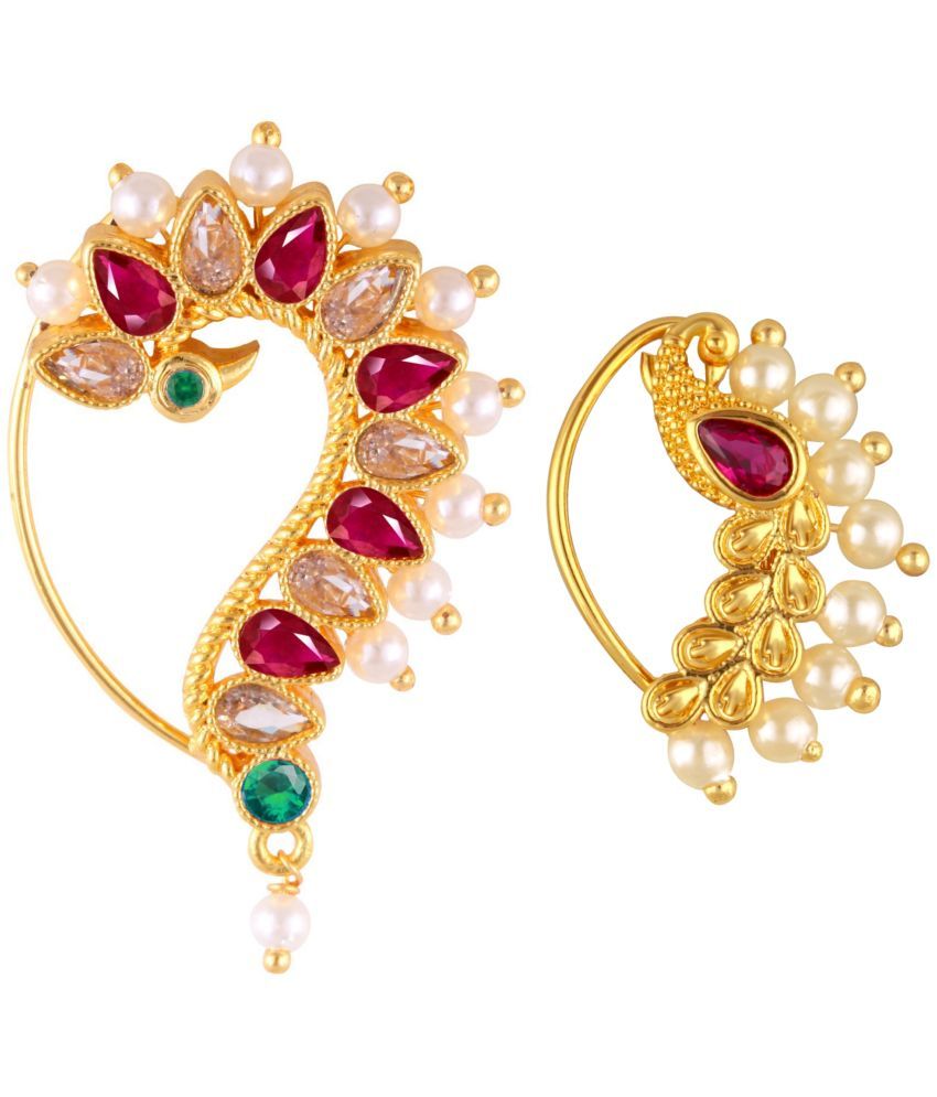     			Vighnaharta Artificial stone and Pearls moti Nath Nathiya./ Nose Pin combo 2 nath for women and Girls[VFJ1271-1241NTH-PRESS]