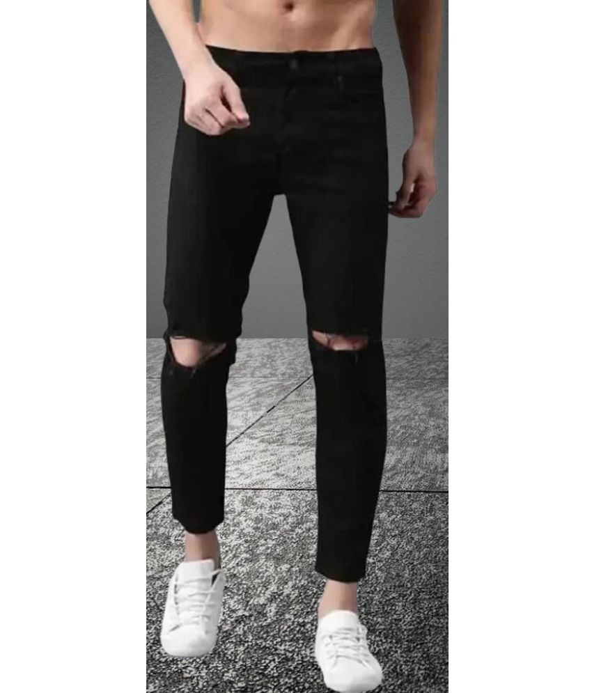     			WHATON Skinny Fit Distressed Men's Jeans - Black ( Pack of 1 )