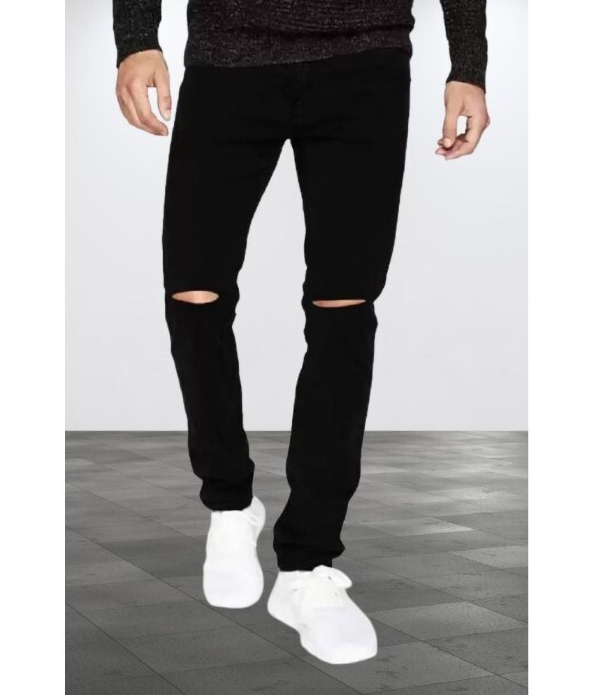     			WHATON Skinny Fit Distressed Men's Jeans - Black ( Pack of 1 )