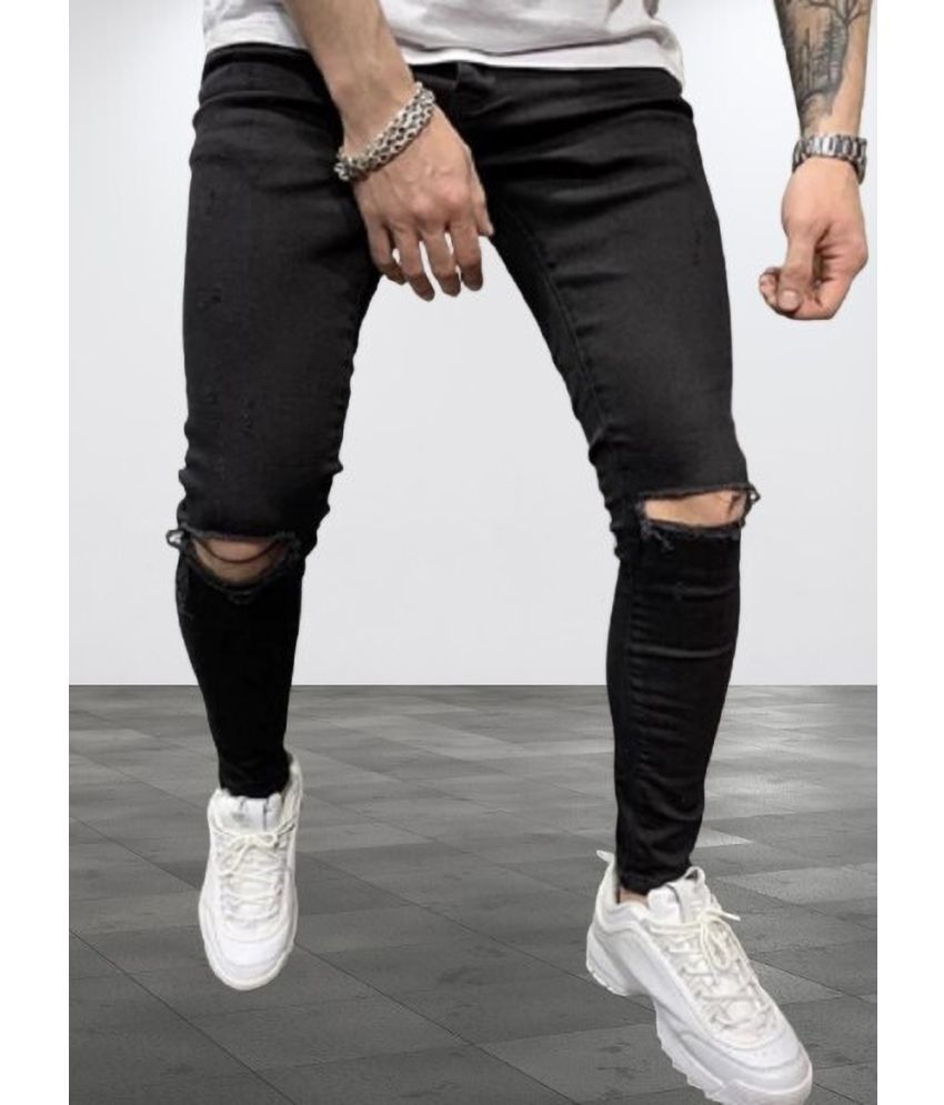     			WHATON Skinny Fit Distressed Men's Jeans - Black ( Pack of 1 )