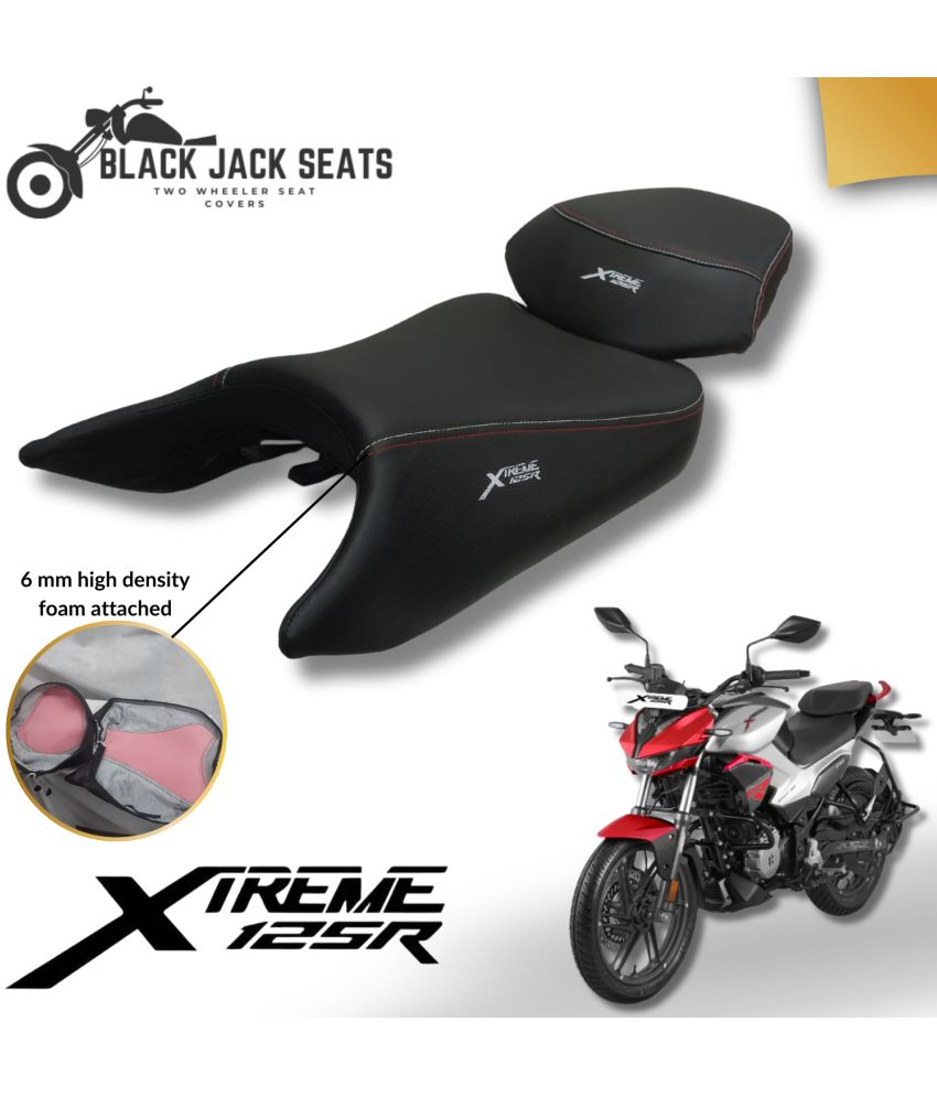     			Black Jack Seats Xtreme 125R Premium Bike Seat Cover | 6mm High-Density Foam | Red & White Thread Stitching | Durable & Stylish Design