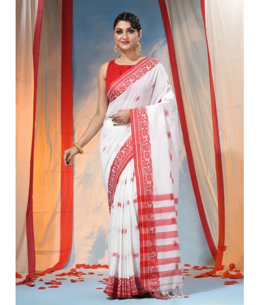     			Desh Bidesh Cotton Woven Saree With Blouse Piece ( Red , Pack of 1 )