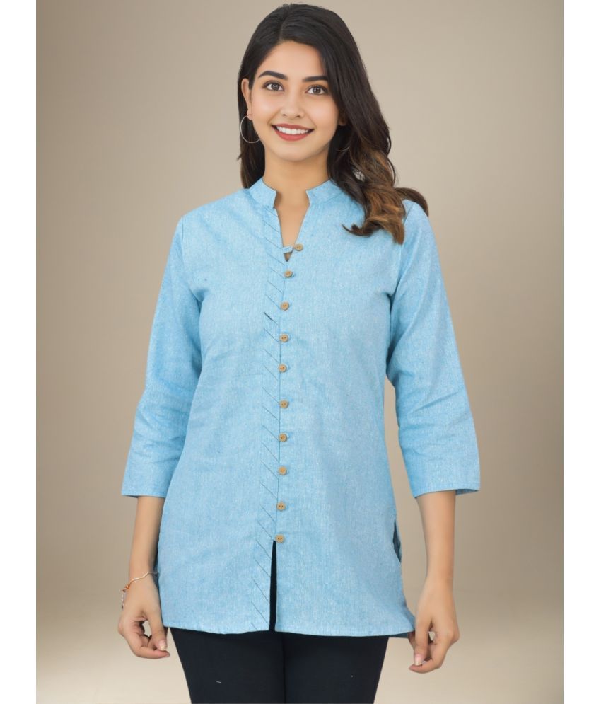     			Dgsm Craft Pack of 1 Cotton Solid Straight Women's Kurti - ( Blue )