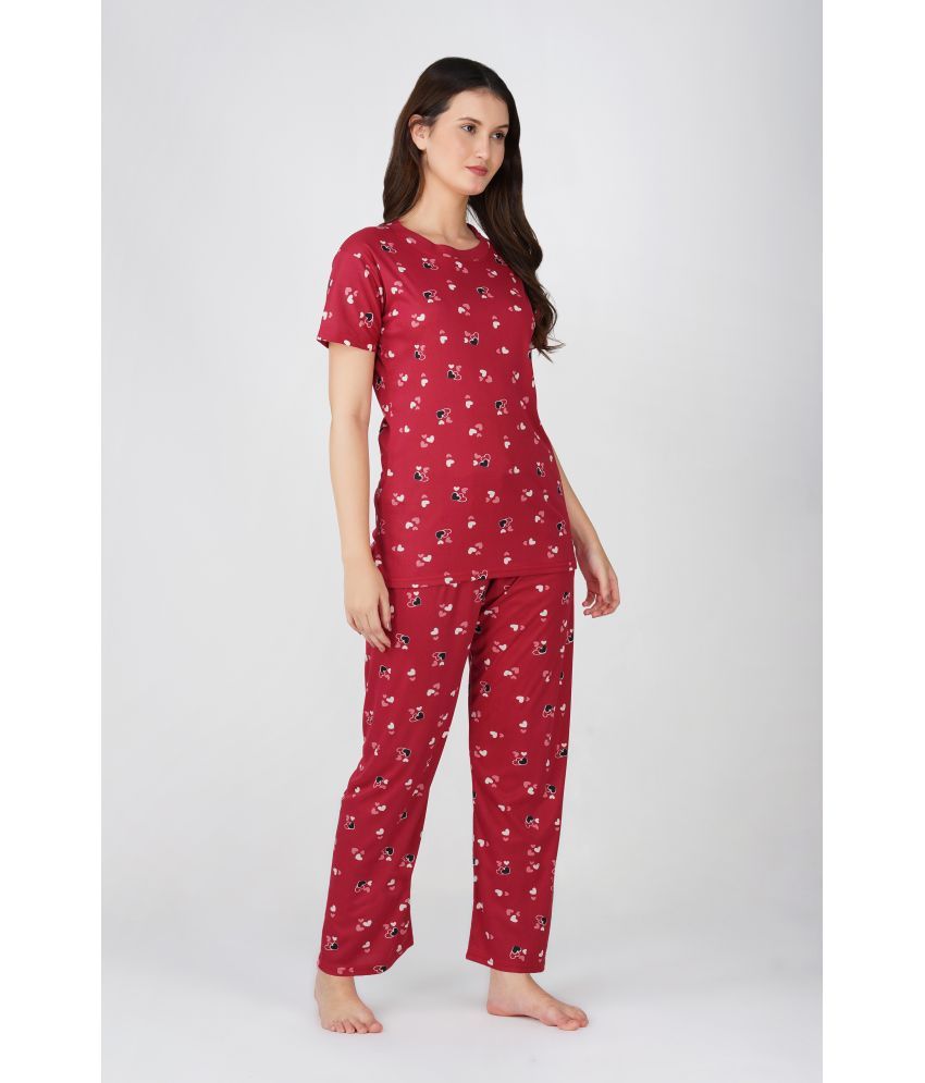     			FANCY WEAR Red Hosiery Women's Nightwear Nightsuit Sets ( Pack of 1 )