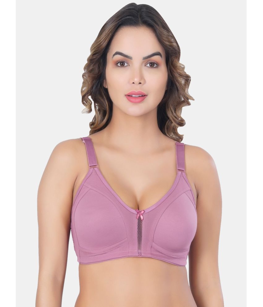     			LACYLUXE Pack of 1 Cotton Blend Non Padded Minimizer Bra For Women ( Purple )