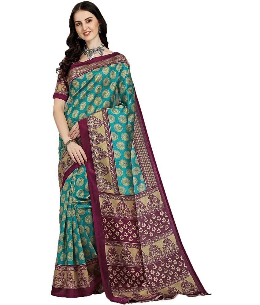     			Nandini Creation Art Silk Solid Saree With Blouse Piece ( Green , Pack of 1 )