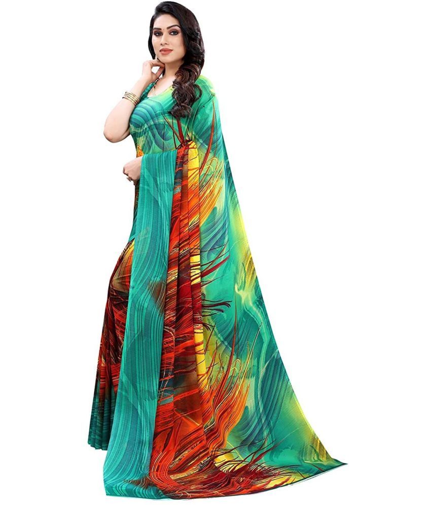     			Nandini Creation Georgette Printed Saree With Blouse Piece ( Multicolor , Pack of 1 )