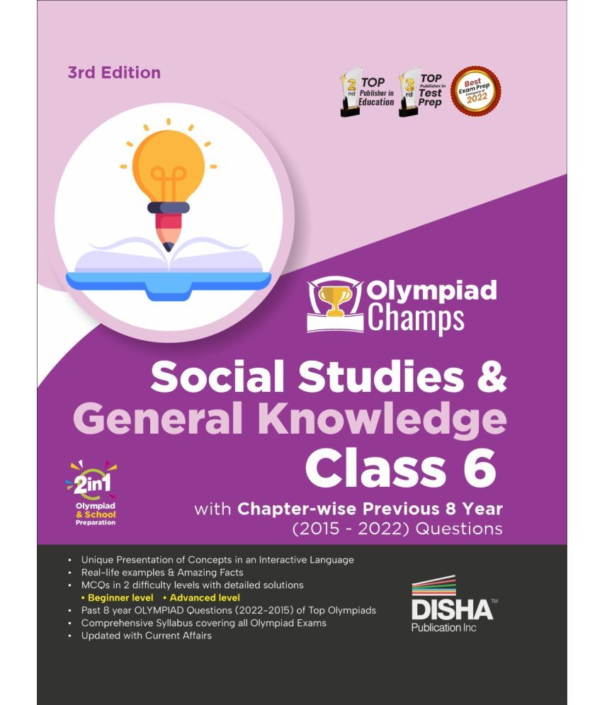     			Olympiad Champs Social Studies & General Knowledge Class 6 with Chapter-wise Previous 8 Year (2015 - 2022) Questions 3rd Edition | Complete Prep Guide with Theory, PYQs, Past & Practice Exercise |