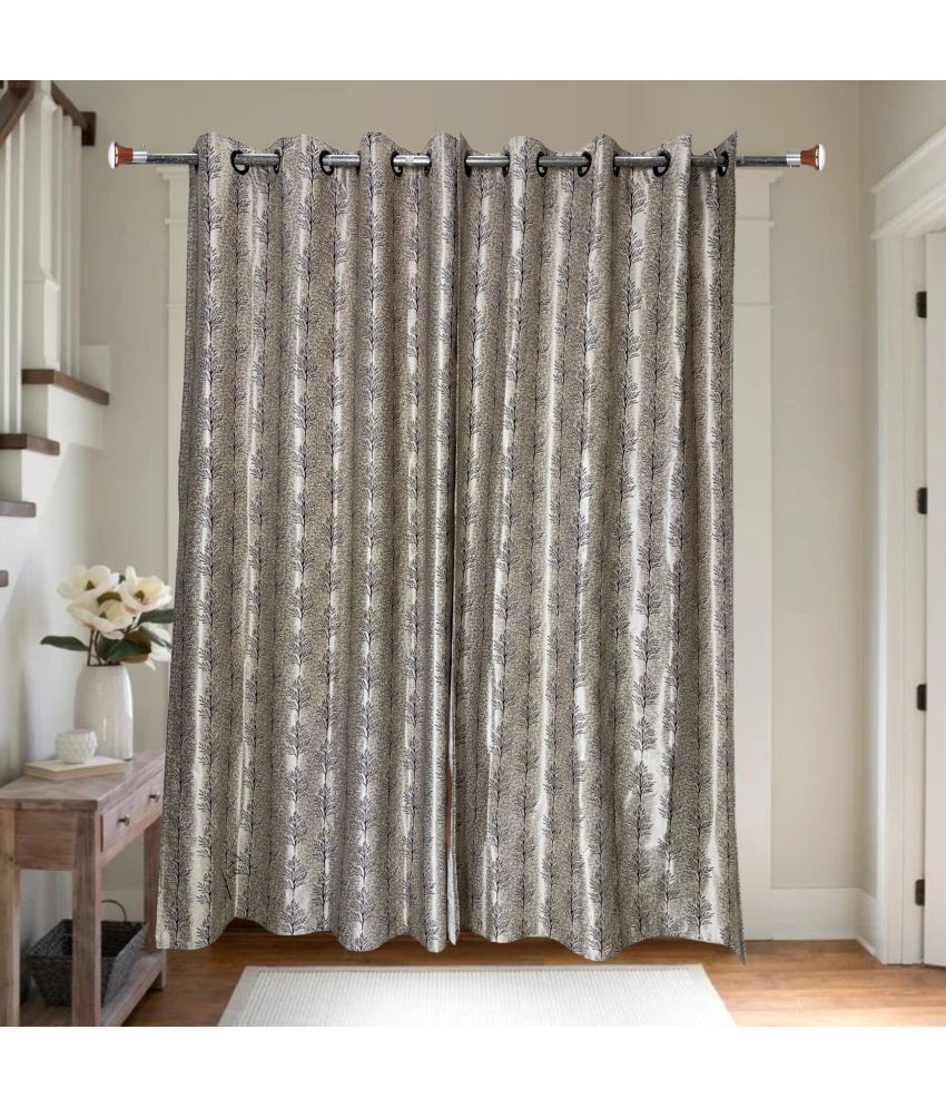     			Pasandida Bunkar Product Floral Room Darkening Eyelet Curtain 7 ft ( Pack of 2 ) - Grey