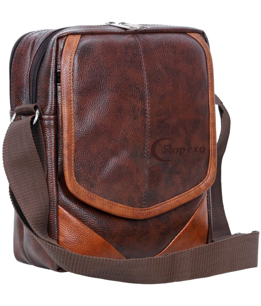     			Ropexo Brown Solid Messenger Bag