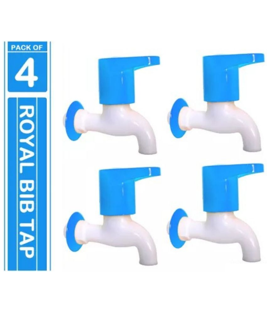     			BATHBLISS Royal Blue PVC Bib Cock Tap - 4 PCS Plastic (ABS) Bathroom Tap (Bib Cock)