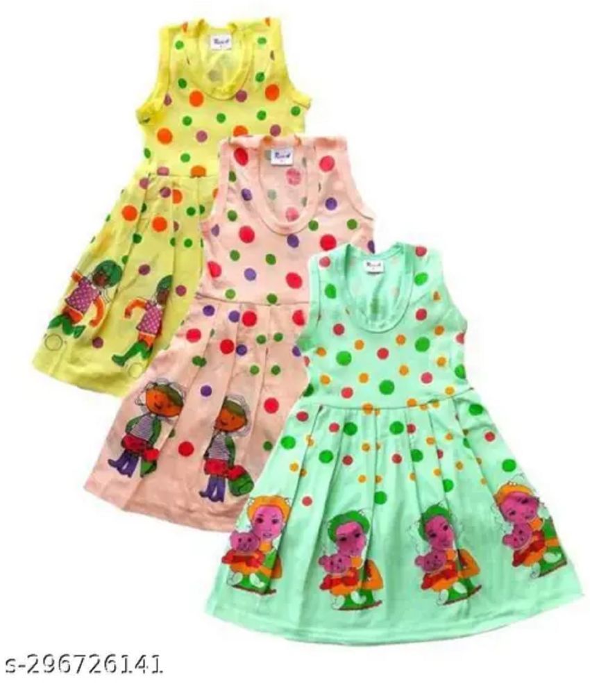     			Brotherstore Cotton Blend Frock For Baby Girls ( Pack of 3 , Multicolor )