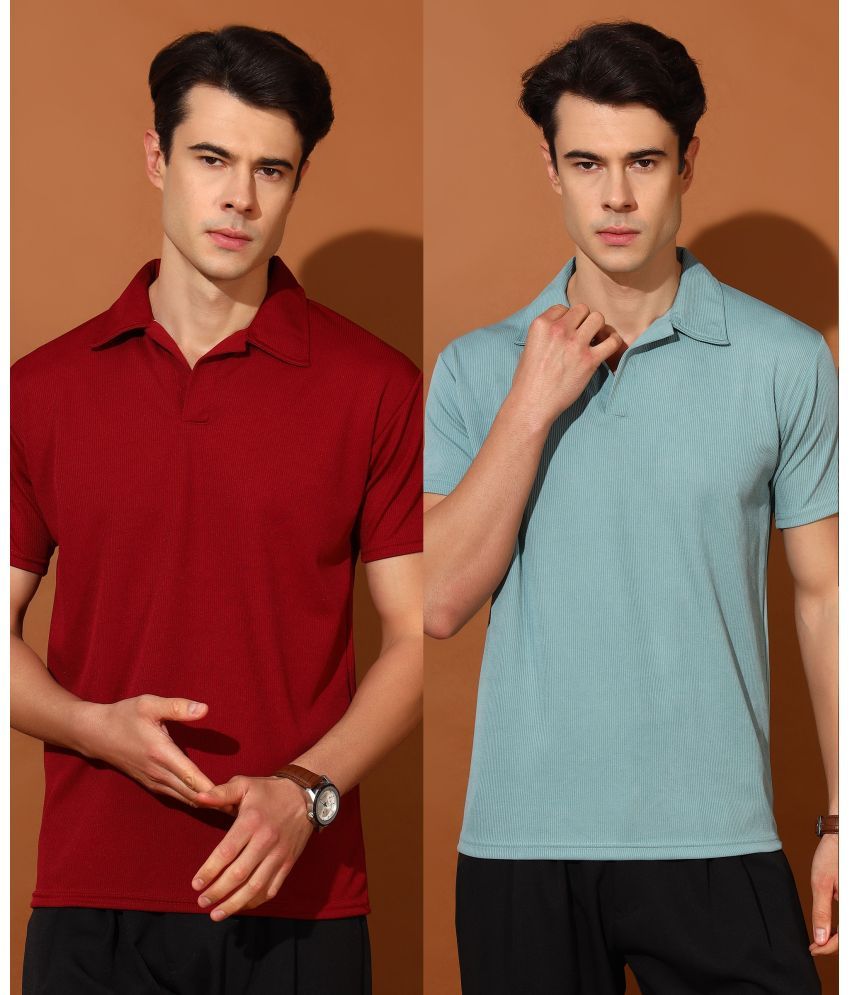     			Christy World Pack of 2 Polyester Regular Fit Solid Half Sleeves Men's Polo T Shirt ( Multicolor )