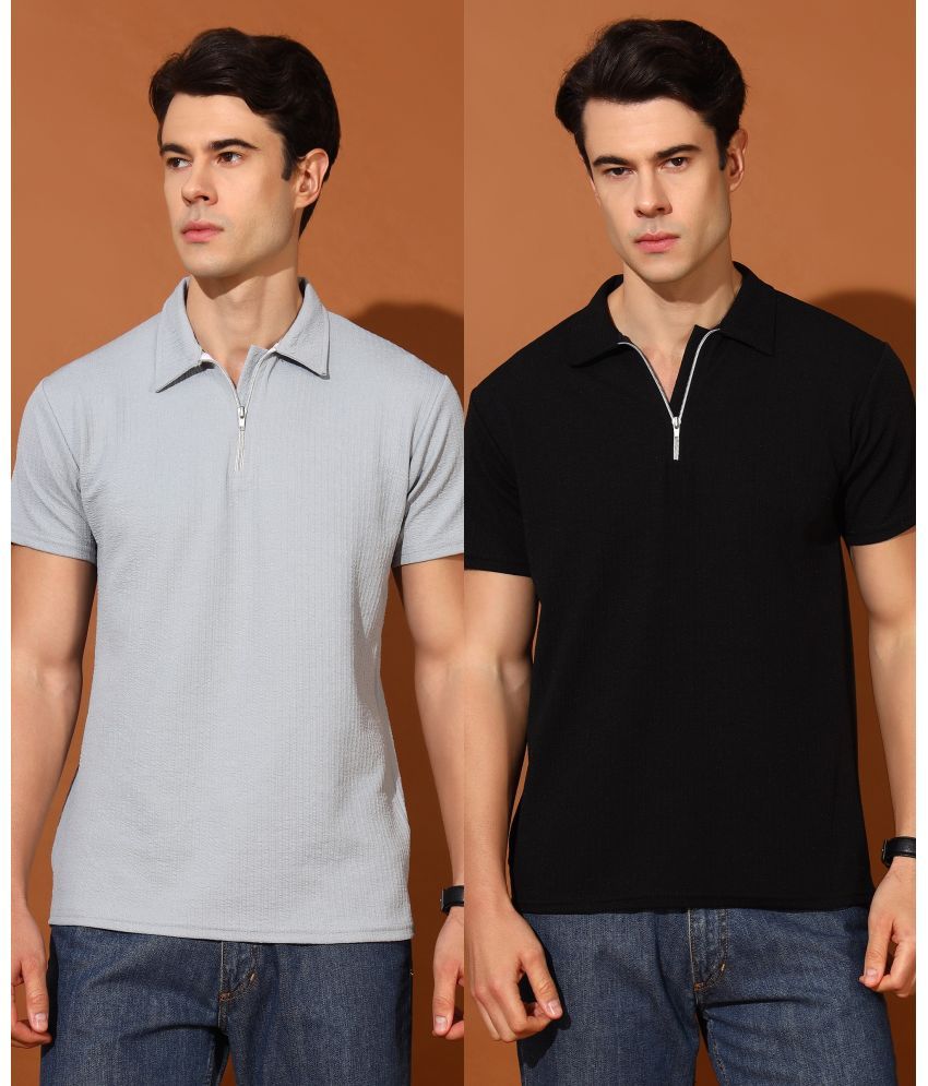     			Christy World Pack of 2 Polyester Regular Fit Solid Half Sleeves Men's Polo T Shirt ( Multicolor )