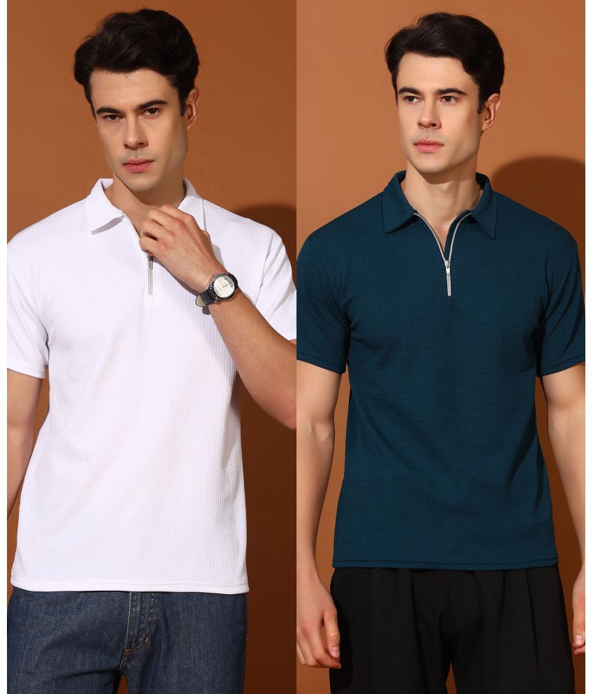     			Christy World Pack of 2 Polyester Regular Fit Solid Half Sleeves Men's Polo T Shirt ( Multicolor )